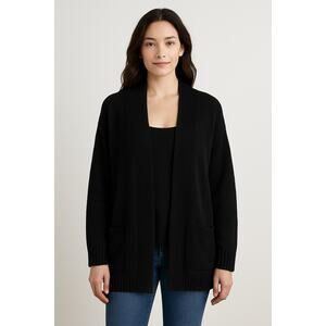 Time and Tru Women's Open Front Shawl Collar Cozy Cardigan Size XL Black NWT